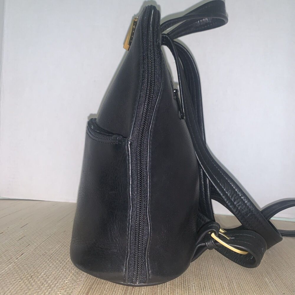 Tignanello Soft Black Vintage Leather Backpack Boho Academia Adjustable Soft Y2K - Picture 3 of 16